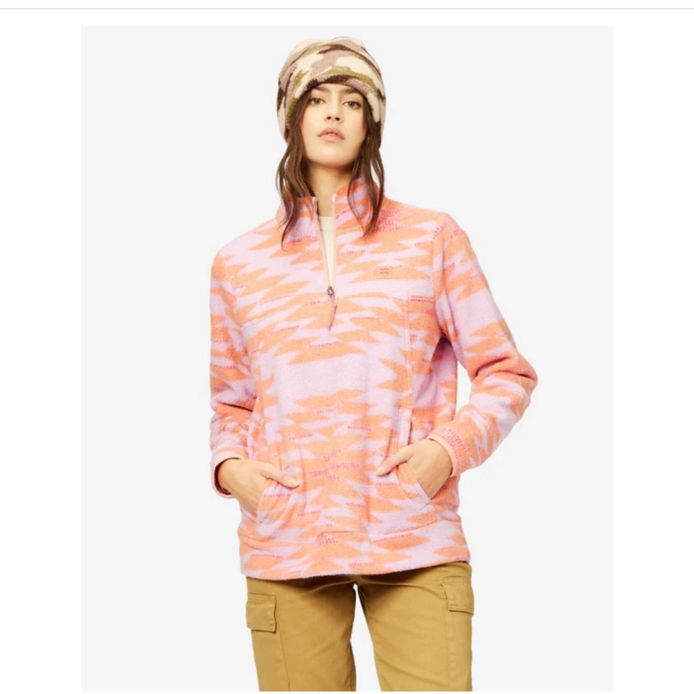 Billabong Pink and Orange Fleece Pullover